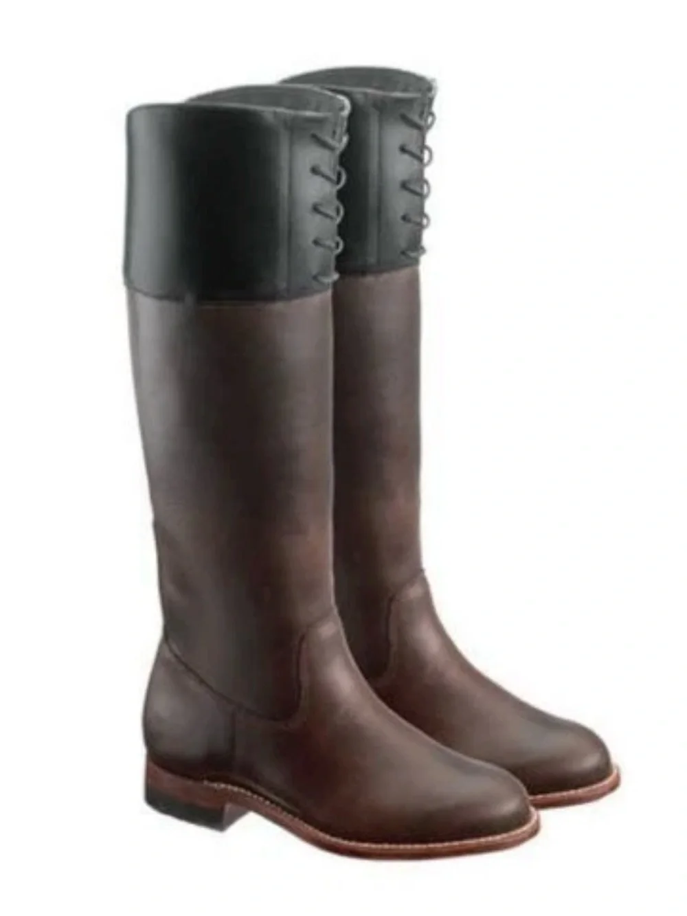 Two-Tone Leather Riding Boots in Brown and Black Beautiful, Sturdy Leather
